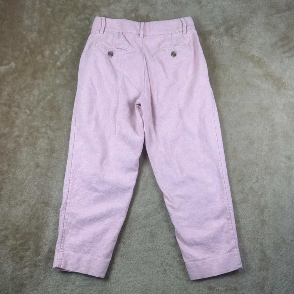 Banana Republic Womens Pink Linen Blend Herringbone Pleated Tapered Pants Size 8